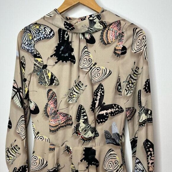 Reiss Women's Size 2 Gail Playsuit Butterfly Pleat Short Romper Tan Pockets NWT - Picture 4 of 16